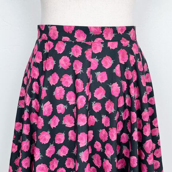 Vintage 90s Next Collection UK Rose Printed Floral Satin Circle Skirt - Picture 4 of 11